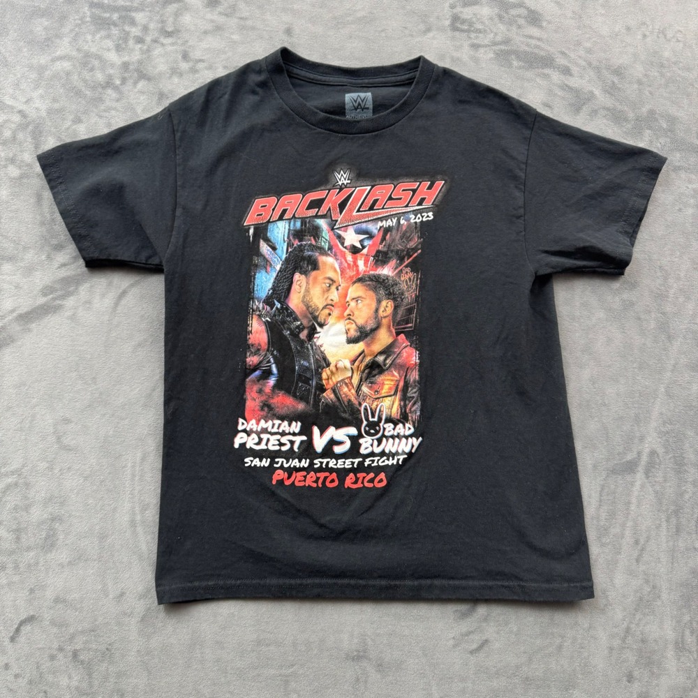 WWE Backlash 2023 Damian Priest vs Bad Bunny Puerto Rico Youth M T-Shirt Black